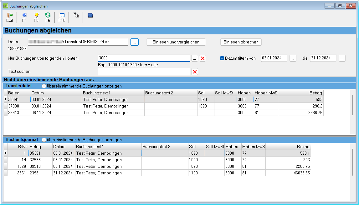 Transferdatei abgleichen